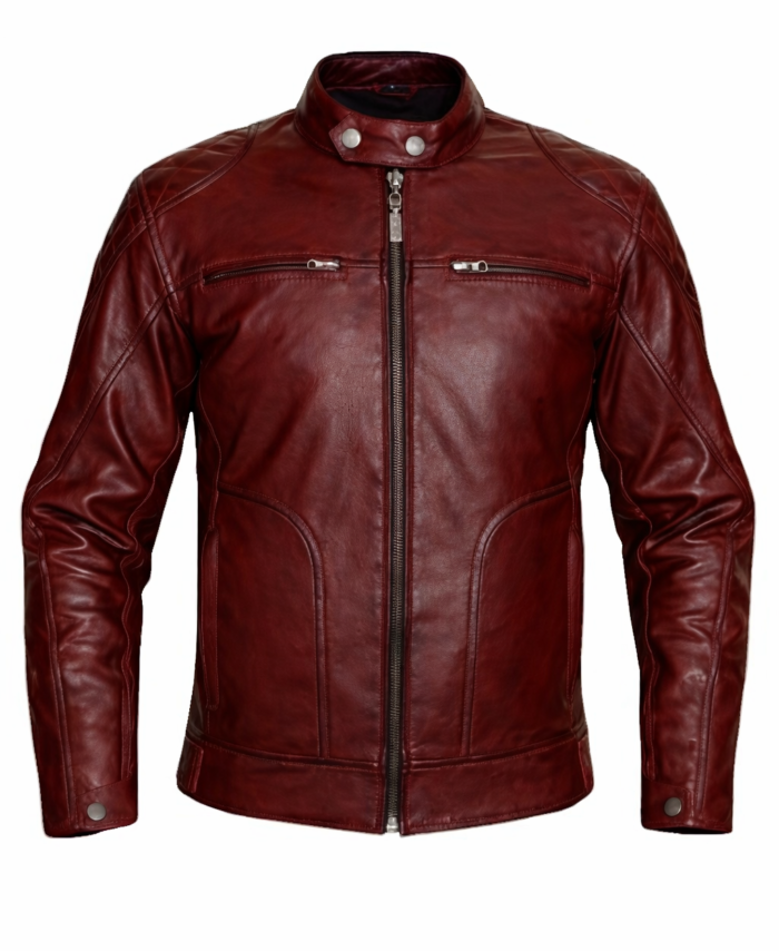 Classic Leather Jacket – Men – Dark Brownish-Red