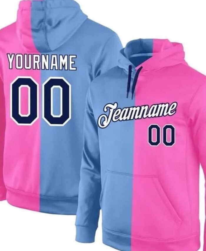 Custom Split Color Hoodie – Personalized Team Name & Number Pullover
