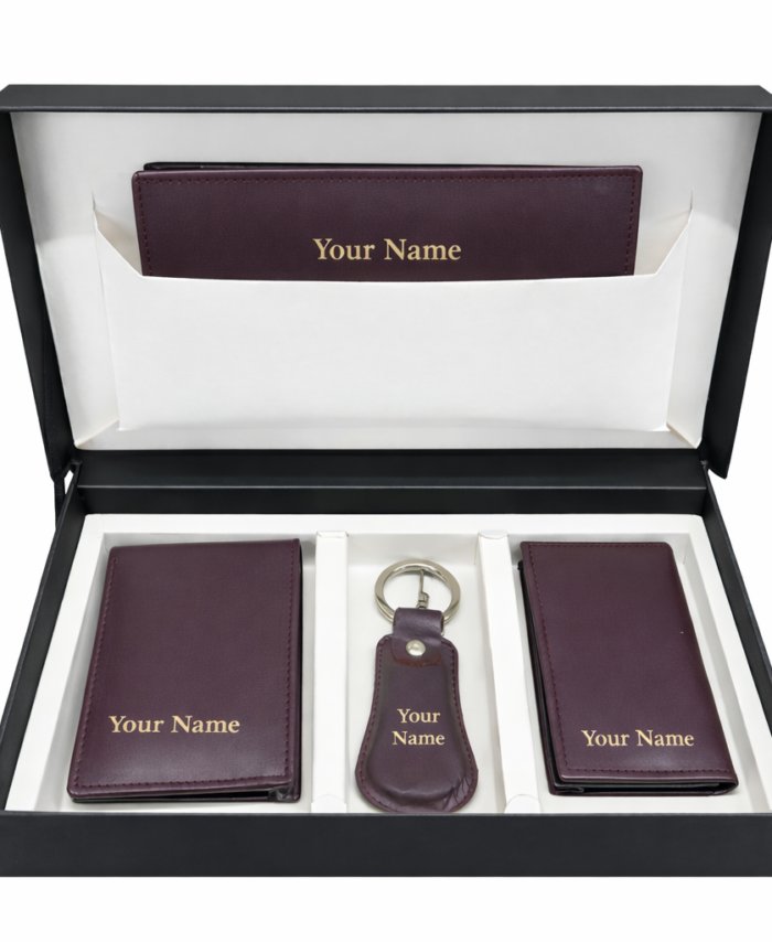 Personalized Leather Wallet Gift Set for Men – Premium Wallet, Card Holder & Keychain